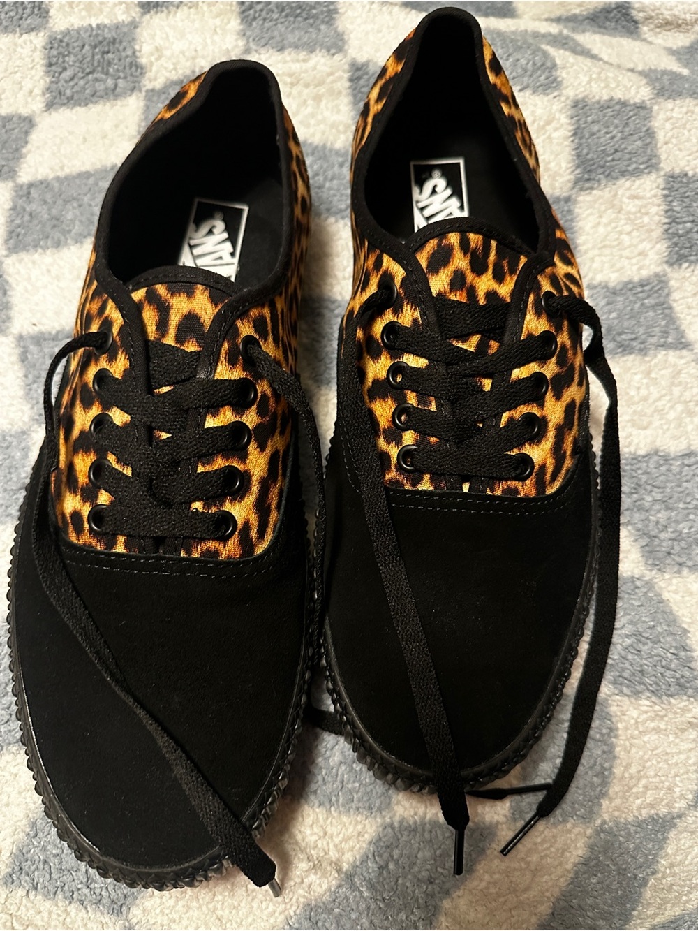Vans, Black & Leopard Print Shoes - US Men’s 13